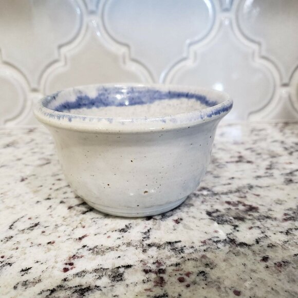 Vintage Milligan RP Pottery Stoneware Serving Chip and Dip Bowl Set Blue Speckle - Picture 10 of 12